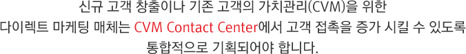 ű  â̳   ġ(CVM)  ̷Ʈ  ü CVM Contact Center    ų  ֵ  ȹǾ մϴ. 